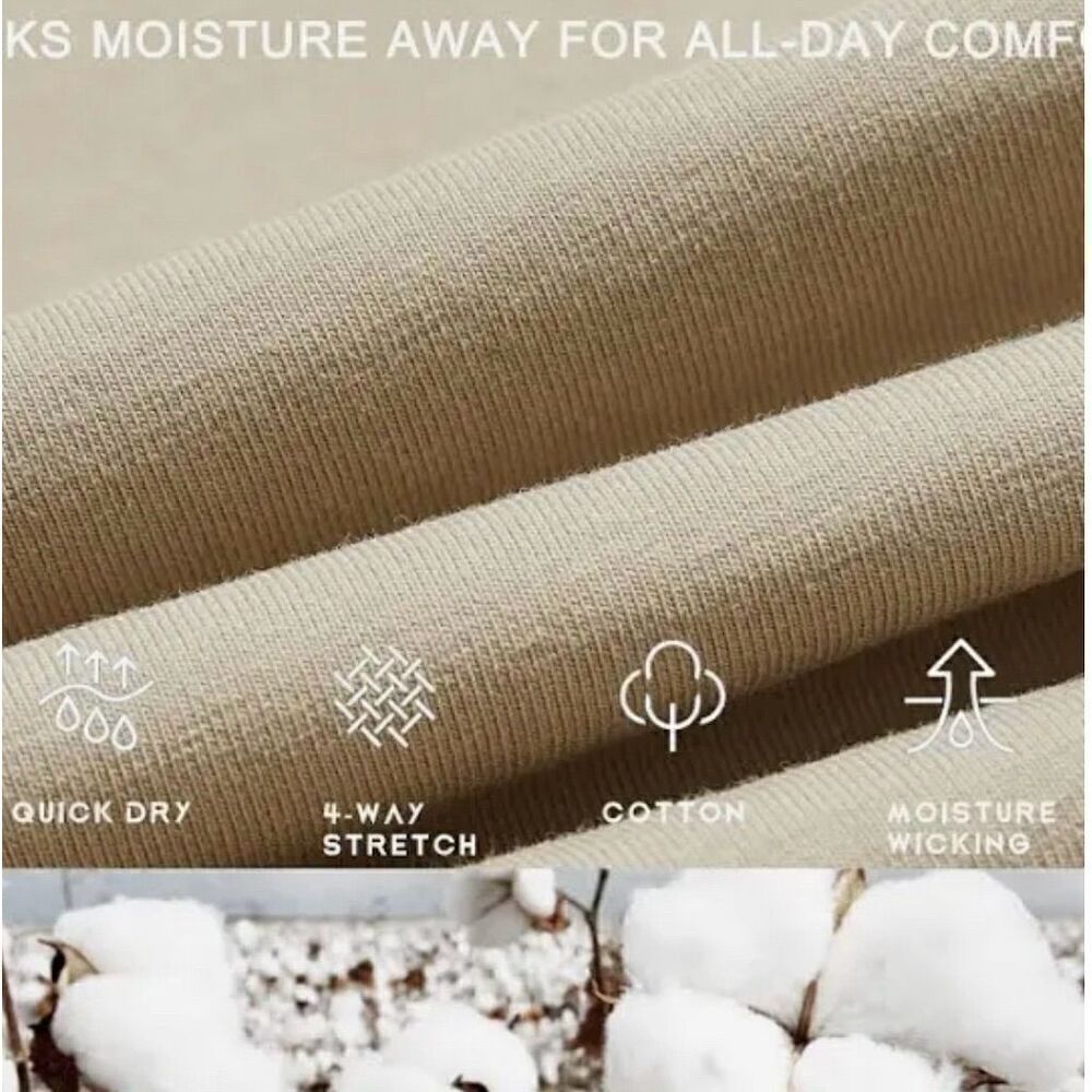 Willit Bermuda Tan Moisture Wicking Cotton Walking Shorts Elastic Waist Pockets - Picture 10 of 12